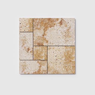 Chocolate Brown (Walnut) Travertine Field Tile French Pattern