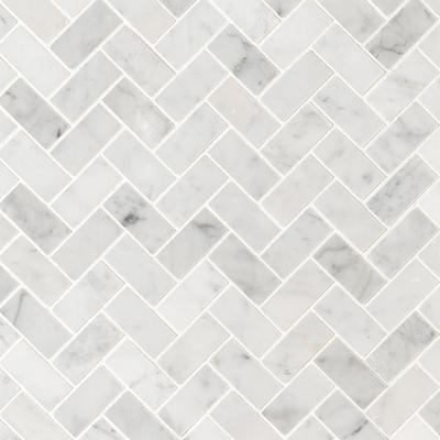 MSI Carrara White 1x2 Herringbone Honed