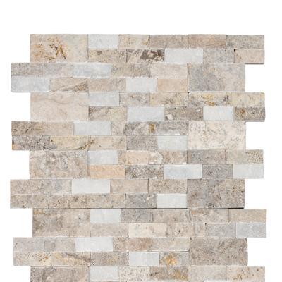 Crystal Silver White Split Face 6x24 Ledger Panel Flats