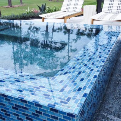 Aquabella Aurora Borealis Mystic 1x2 Glass Mosaic 12"x12" Pool Tile (AB-1212) - Hover