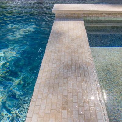 Aquabella Monticello Avorio 1x2 Porcelain Mosaic 12"x12" Pool Tile - Hover