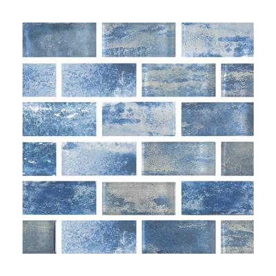 Aquabella Manhattan Times Square 1x2 Glass Mosaic 12"x12" Pool Tile