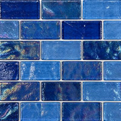 Aquabella Aurora Borealis Crystal 1x2 Glass Mosaic 12"x12" Pool Tile (AB-1210)