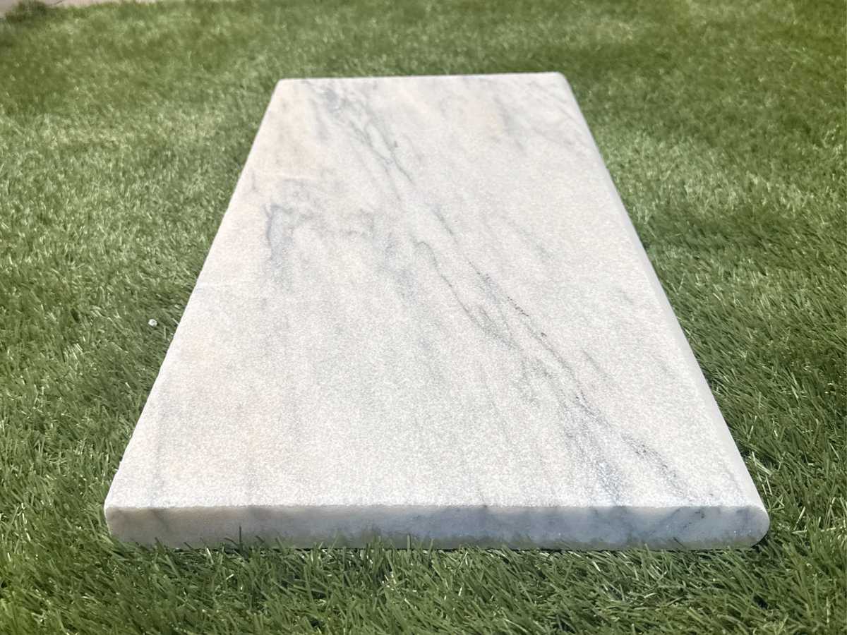 Carrara Equinox Marble 3cm Bullnose Pool Coping 12x24 - Image 2