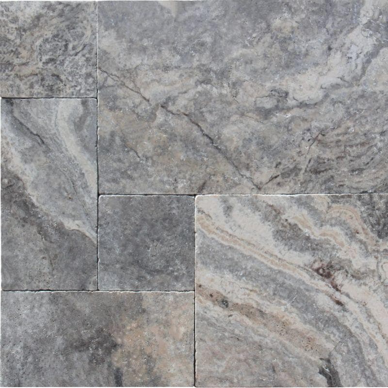 Silver Travertine 3cm Paver French Pattern - Image 1