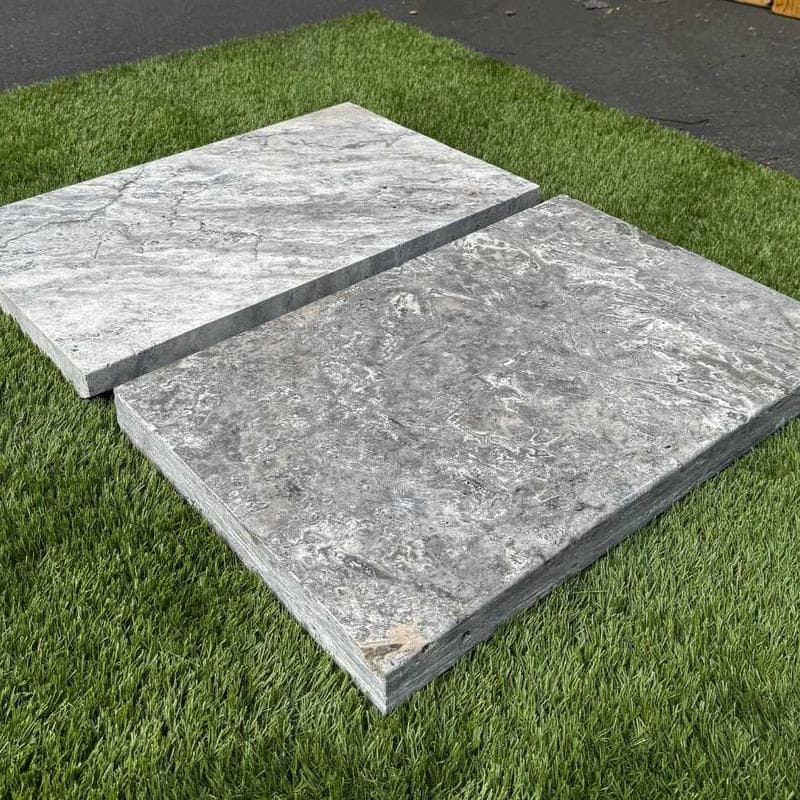 Silver Travertine 5cm Double Modern Pool Coping 16x24 - Image 3