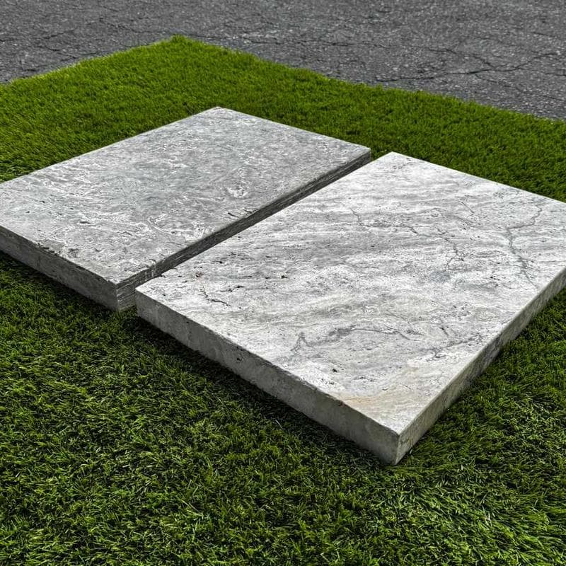 Silver Travertine 5cm Double Modern Pool Coping 12x24 - Image 2