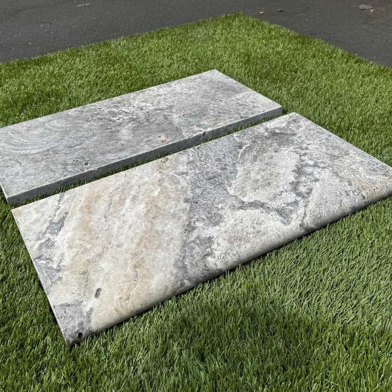 Silver Travertine 3cm Double Bullnose Pool Coping 16x24 - Image 3