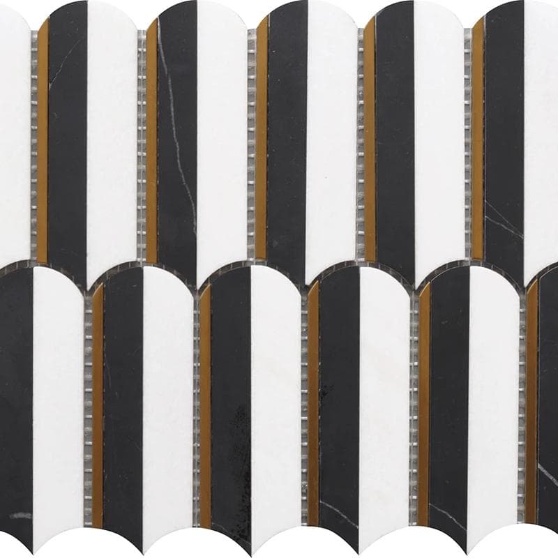 Rialto Oval Nero Marquina & Tassos 10x11 Mosaic - Image 1