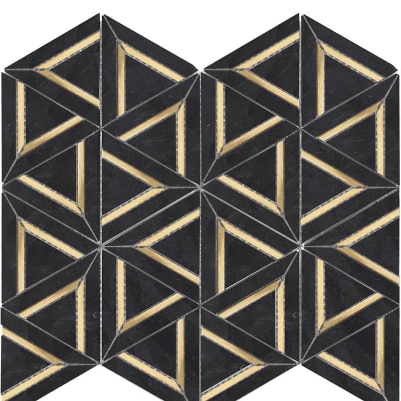 Rialto Nero Marquina Metal GEO 12x14 Mosaic - Image 1