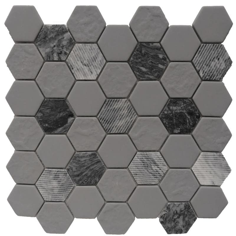 Rialto Gray Granite Hexagon 12x12 Mosaic - Image 1