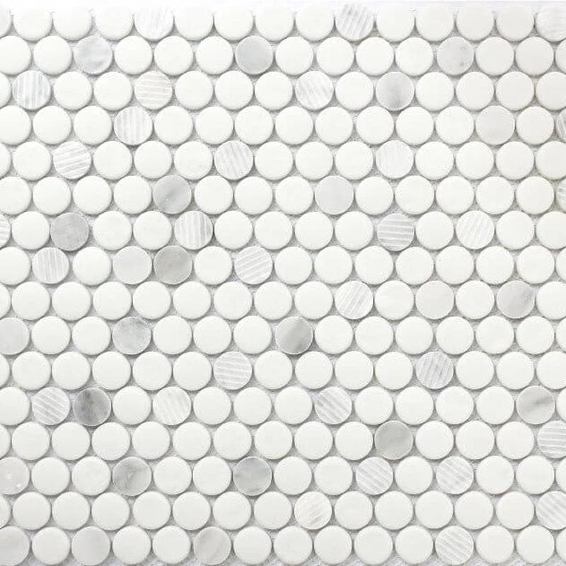 Rialto Carrara Penny Round 12x12 Mosaic - Image 1