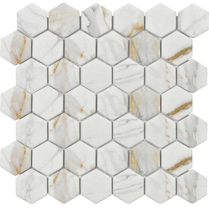 Rialto Calacata Gold Hexagon Mosaic 12x12 - Image 1