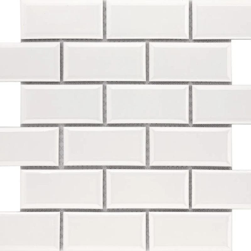 Mood Mosaics Prime BG White Ice 2x4 Bev. Brick - Image 1