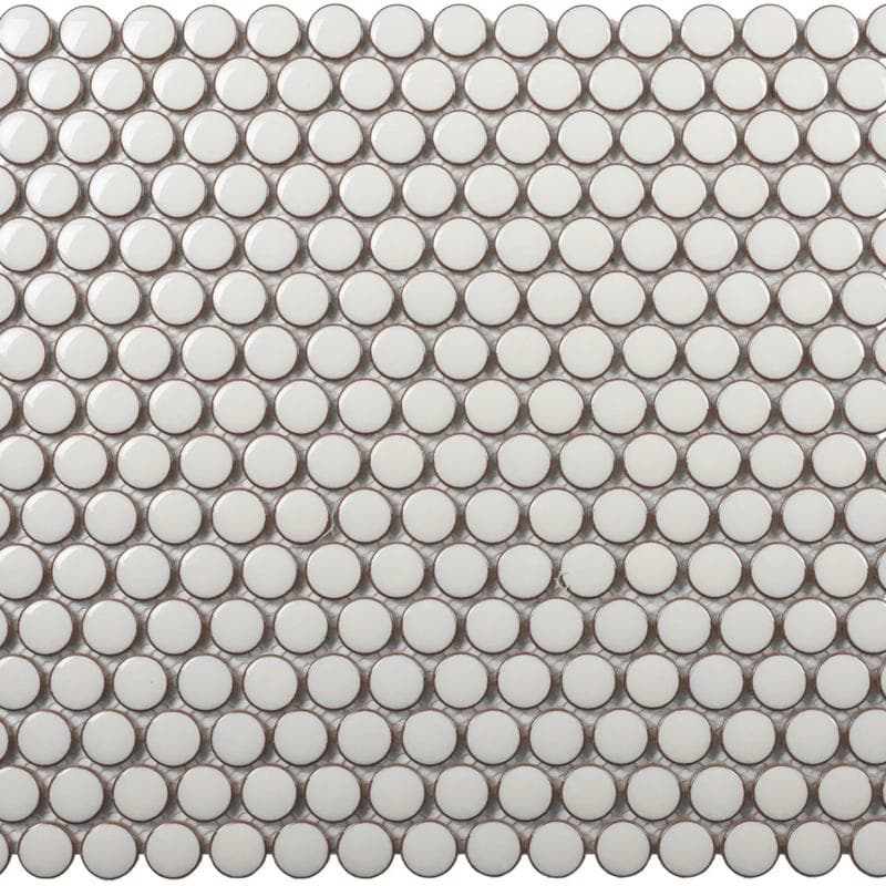 Mood Mosaics Prime BG Pearl White Penny Round 12x12 - Image 1