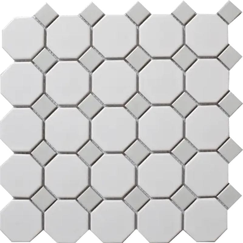Mood Mosaics MG White 12x12 OCT MOS Gray DOT - Image 1
