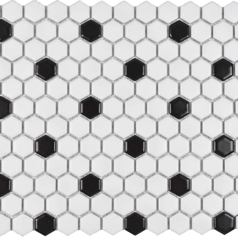 Mood Mosaics MG Wh/blk 12x12 Mos. Hexagon 1x1 - Image 1