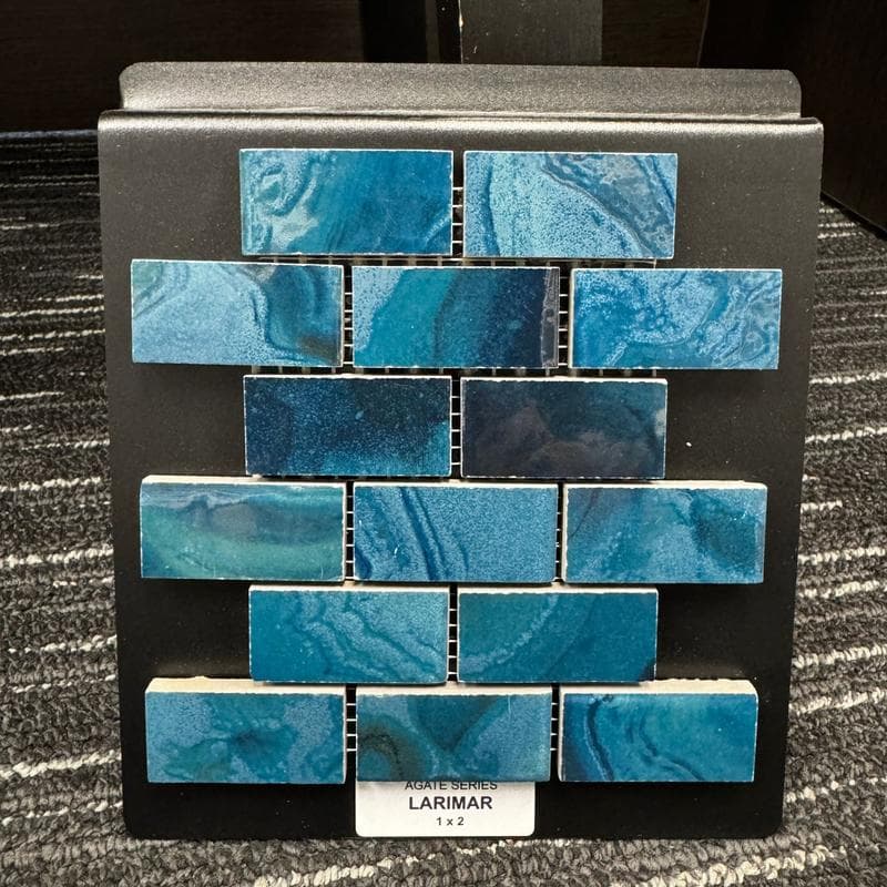 Aquabella Agate Larimar 1x2 Porcelain Mosaic 12"x12" Pool Tile - Image 2
