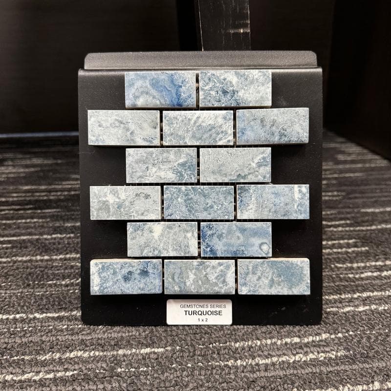 Aquabella Gemstones Turquoise 1x2 Porcelain Mosaic 12"x12" Pool Tile - Image 2