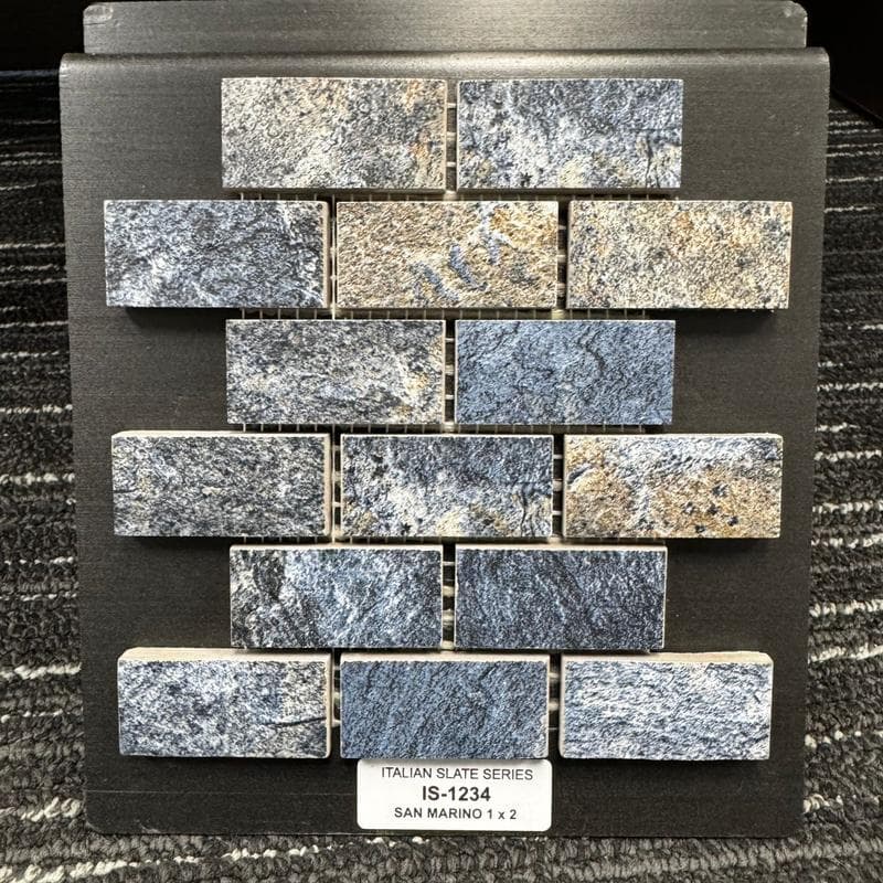 Aquabella Italian Slate San Marino 1x2 Porcelain Mosaic 12"x12" Pool Tile (IS-1234) - Image 2