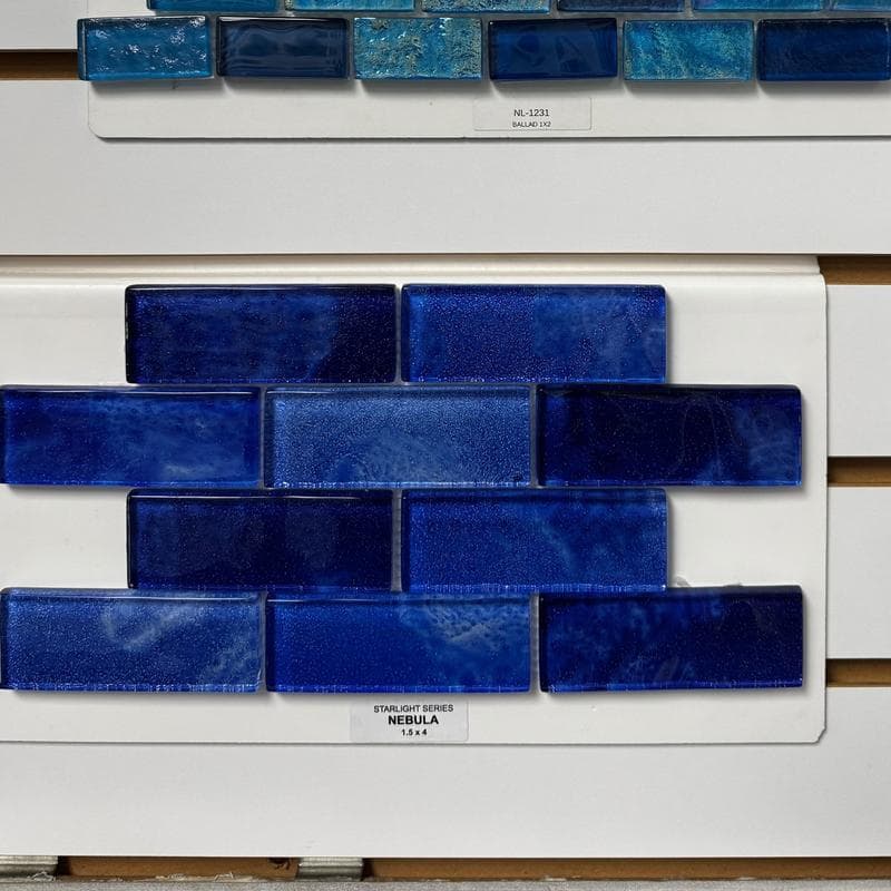 Aquabella Starlight Nebula 1.5x4 Glass Mosaic 12"x12" Pool Tile - Image 2