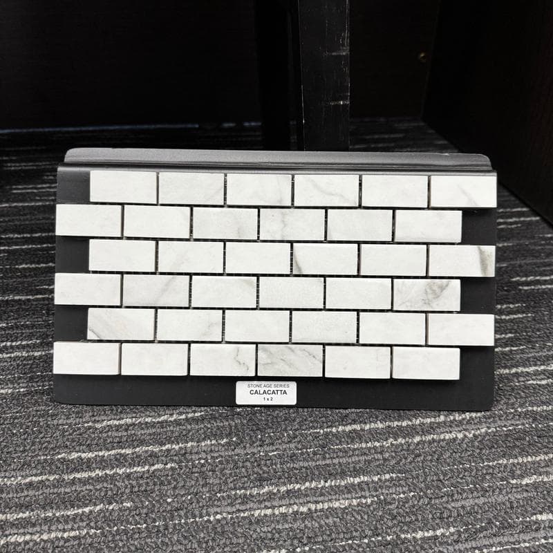 Aquabella Stone Age Calacatta 1x2 Porcelain Mosaic 12"x12" Pool Tile - Image 2
