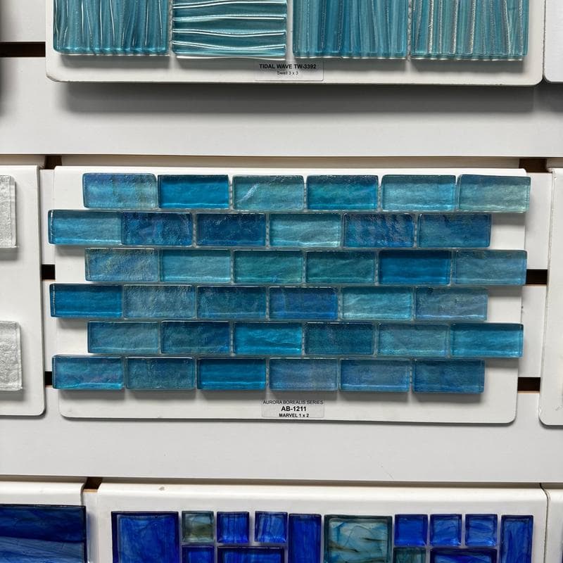 Aquabella Aurora Borealis Marvel 1x2 Glass Mosaic 12"x12" Pool Tile (AB-1211) - Image 2