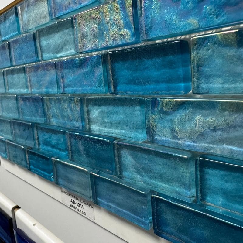 Aquabella Aurora Borealis Marvel 1x2 Glass Mosaic 12"x12" Pool Tile (AB-1211) - Image 3