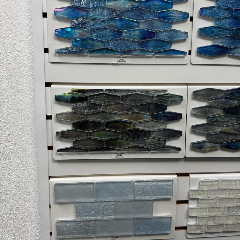 Aquabella Aloha Kona Border Hex Glass Mosaic 12"x12" Pool Tile - Image 2