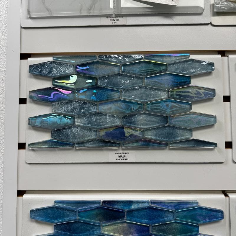 Aquabella Aloha Maui Border Hex Glass Mosaic 12"x12" Pool Tile - Image 2
