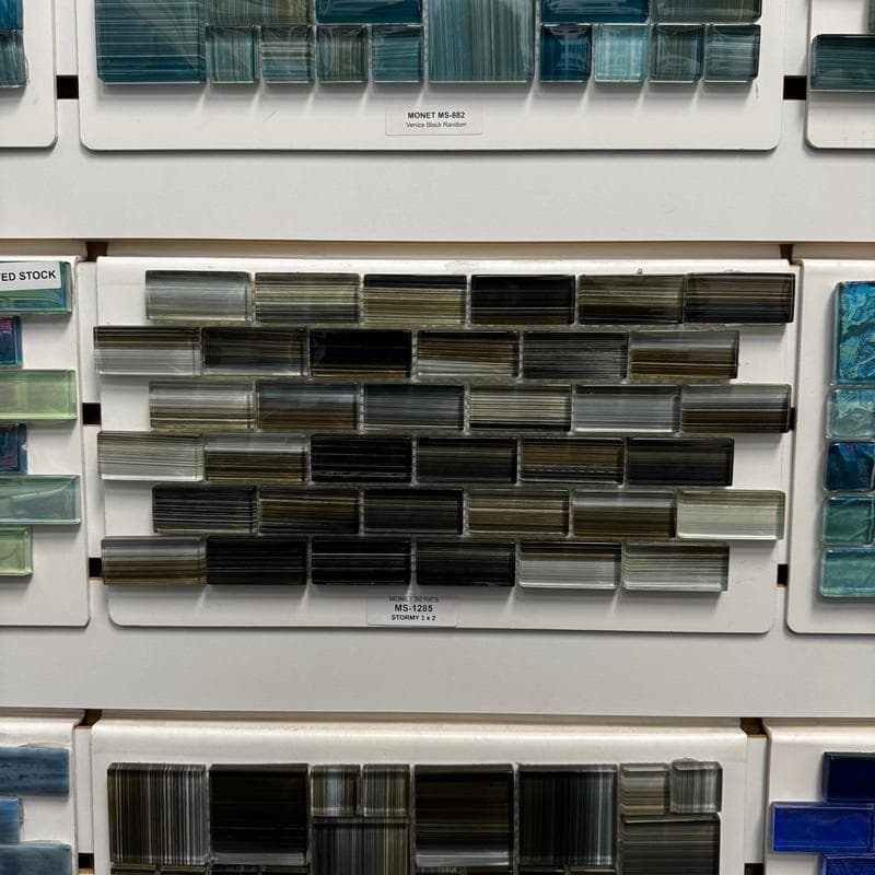 Aquabella Monet Stormy 1x2 Glass Mosaic 12"x12" Pool Tile (MS-1285) - Image 2