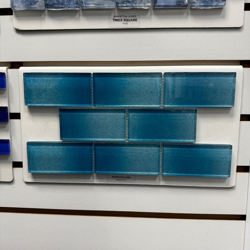 Aquabella Riviera Aqua Savona 2x4 Glass Mosaic 12"x12" Pool Tile (RV-2424) - Image 2