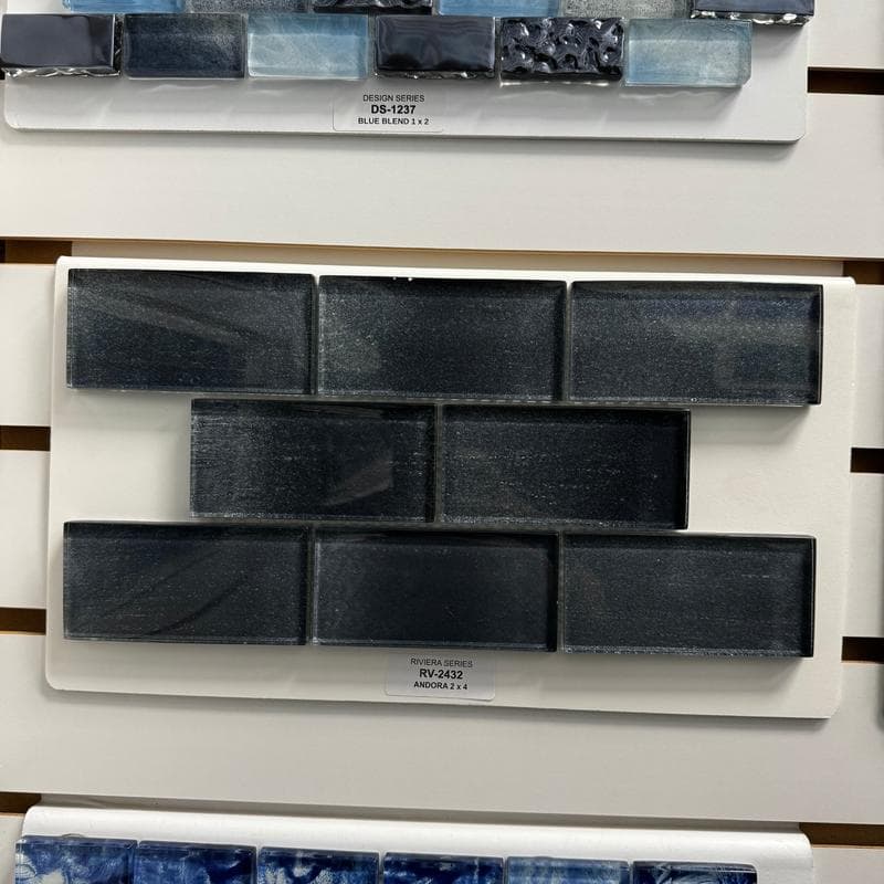 Aquabella Riviera Aqua Andora 2x4 Glass Mosaic 12"x12" Pool Tile (RV-2432) - Image 2