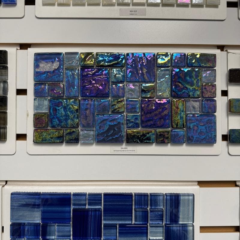Aquabella Shimmer Bermuda Block Random Glass Mosaic 12"x12" Pool Tile (SH-891) - Image 2