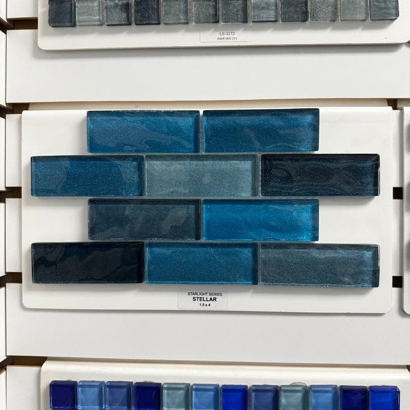 Aquabella Starlight Stellar 1.5x4 Glass Mosaic 12"x12" Pool Tile - Image 2
