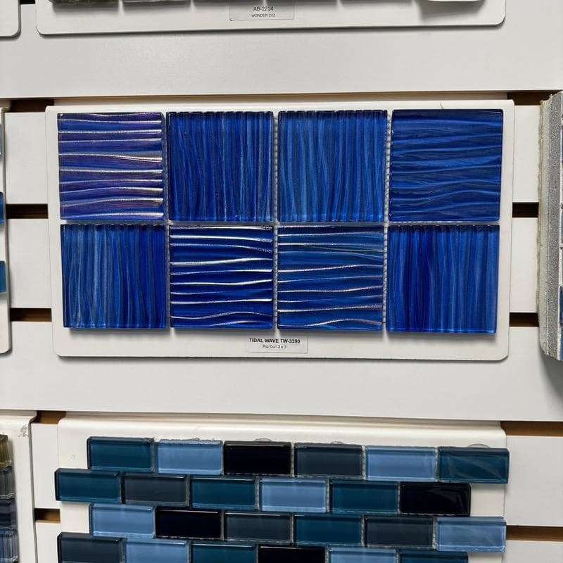 Aquabella Tidal Wave Rip Curl 3x3 Glass Mosaic 12"x12" Pool Tile (TW-3390) - Image 2