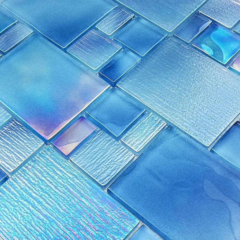 Avalon Blue Mixed Glass Mosaic 12"x12" Pool Tile - Image 2