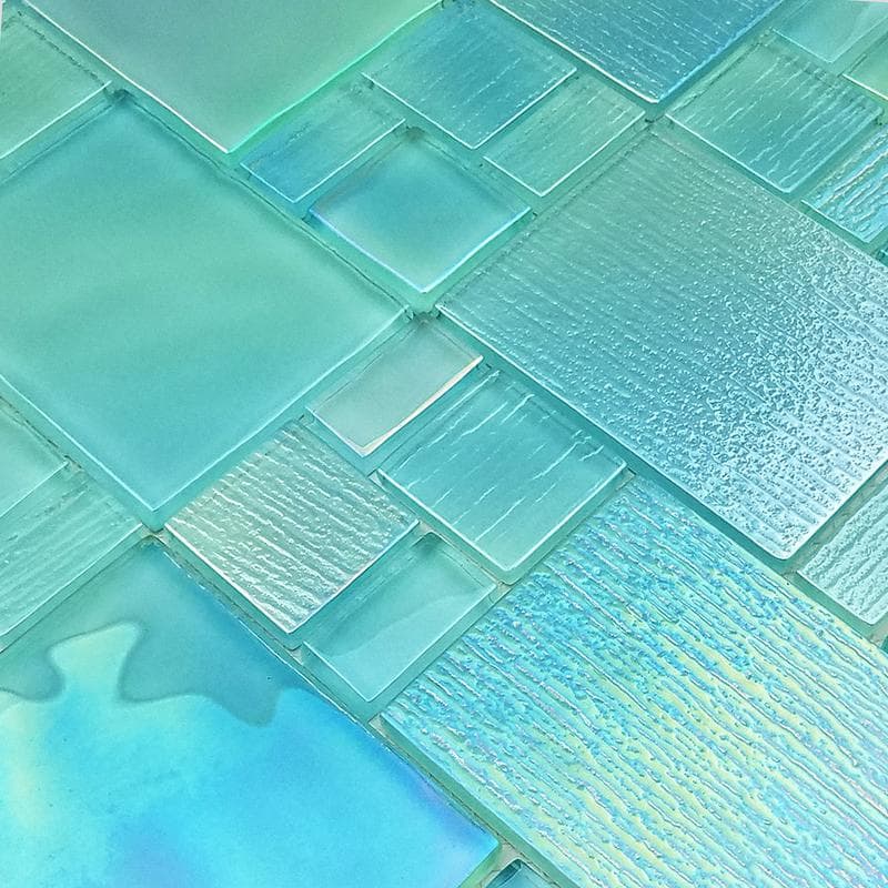 Avalon Seafoam Mixed Glass Mosaic 12"x12" Pool Tile - Image 2