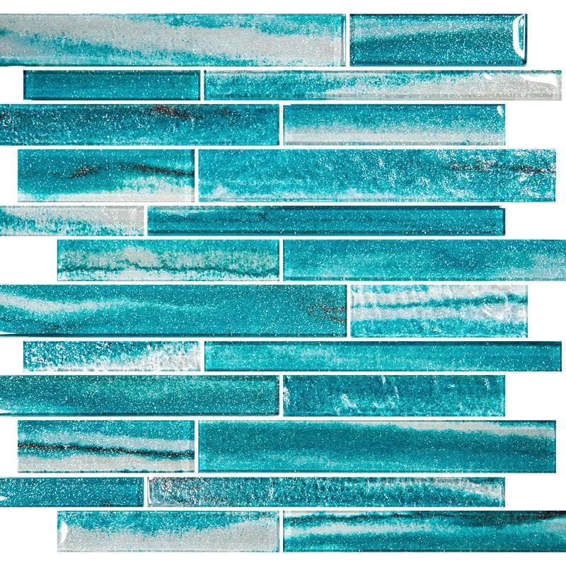 Coastal Sands Aquamarine Mixed Glass Mosaic 12"x12" Pool Tile - Image 1