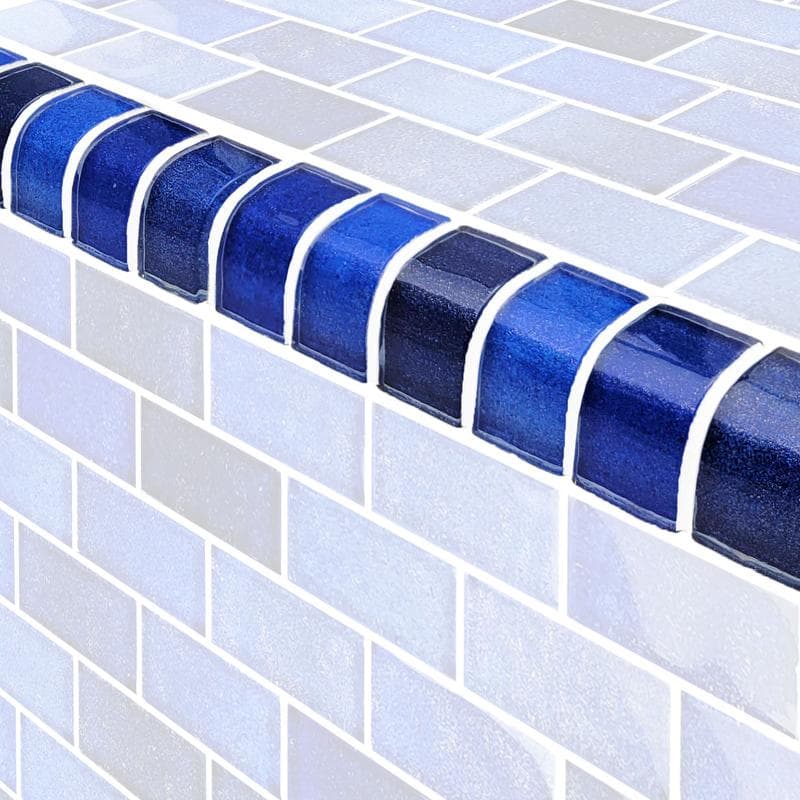 Crystal Waters Trim Deep Sea Glass Bullnose Pool Tile (Covering 1 Linear Foot) - Image 1