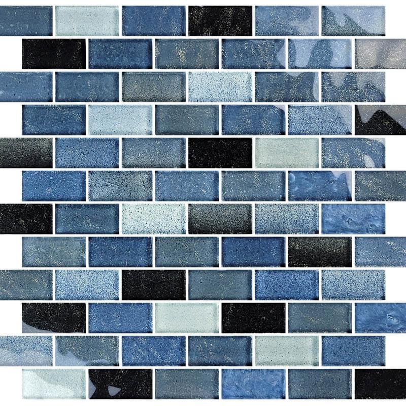 Crystal Waters Lagoon 1x2 Glass Mosaic 12"x12" Pool Tile - Image 1