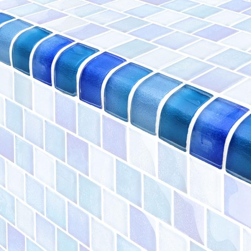 Crystal Waters Trim Surf Glass Bullnose Pool Tile (Covering 1 Linear Foot) - Image 1