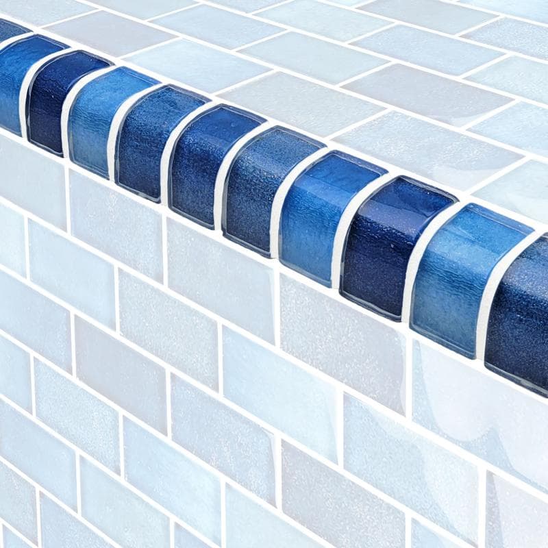 Crystal Waters Trim Gulf Stream Glass Bullnose Pool Tile (Covering 1 Linear Foot) - Image 1