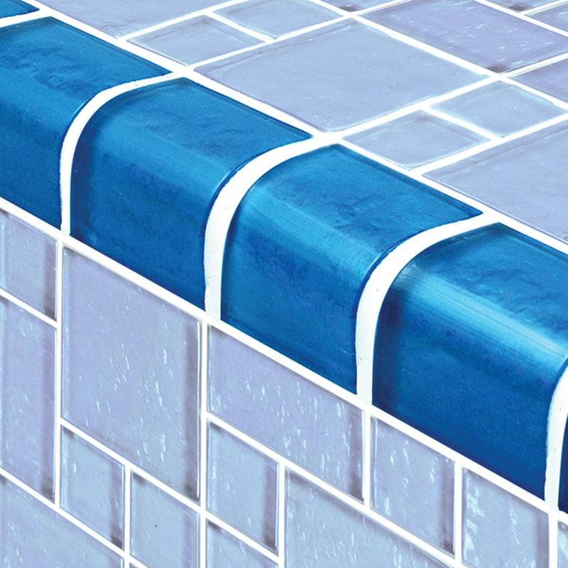 Galaxy Trim Blue Mixed Glass Bullnose Pool Tile (Covering 1 Linear Foot) - Image 1