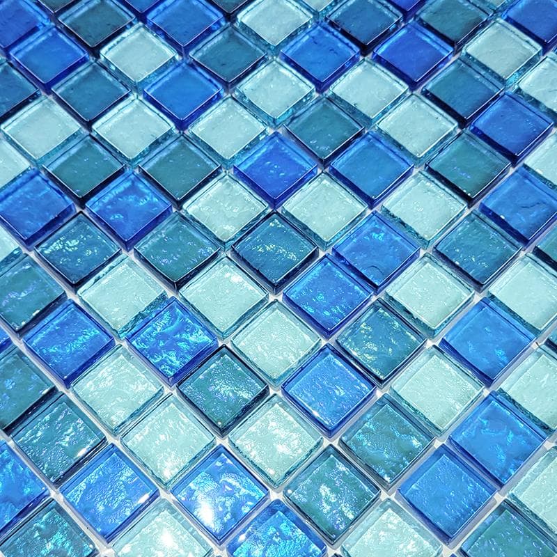 Galaxy Blue Blend 1x1 Glass Mosaic 12"x12" Pool Tile - Image 2