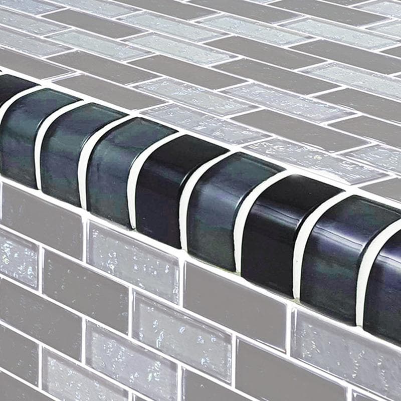Galaxy Trim Slate Blend 1x2 Glass Bullnose Pool Tile (Covering 1 Linear Foot) - Image 1