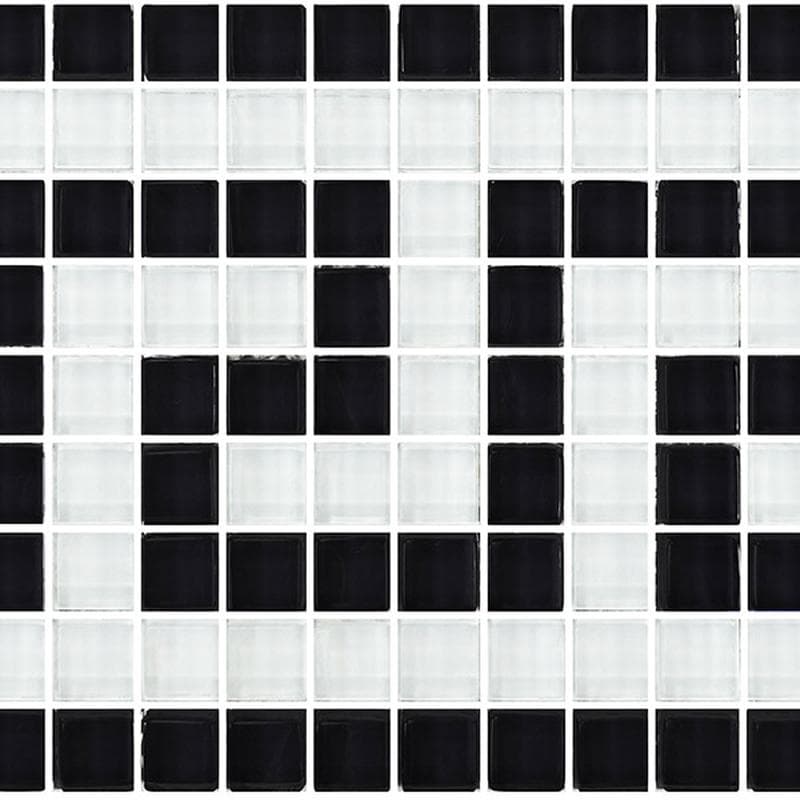 Greek Key Black White 5/8x5/8 Glass Mosaic 12"x12" Pool Tile - Image 1