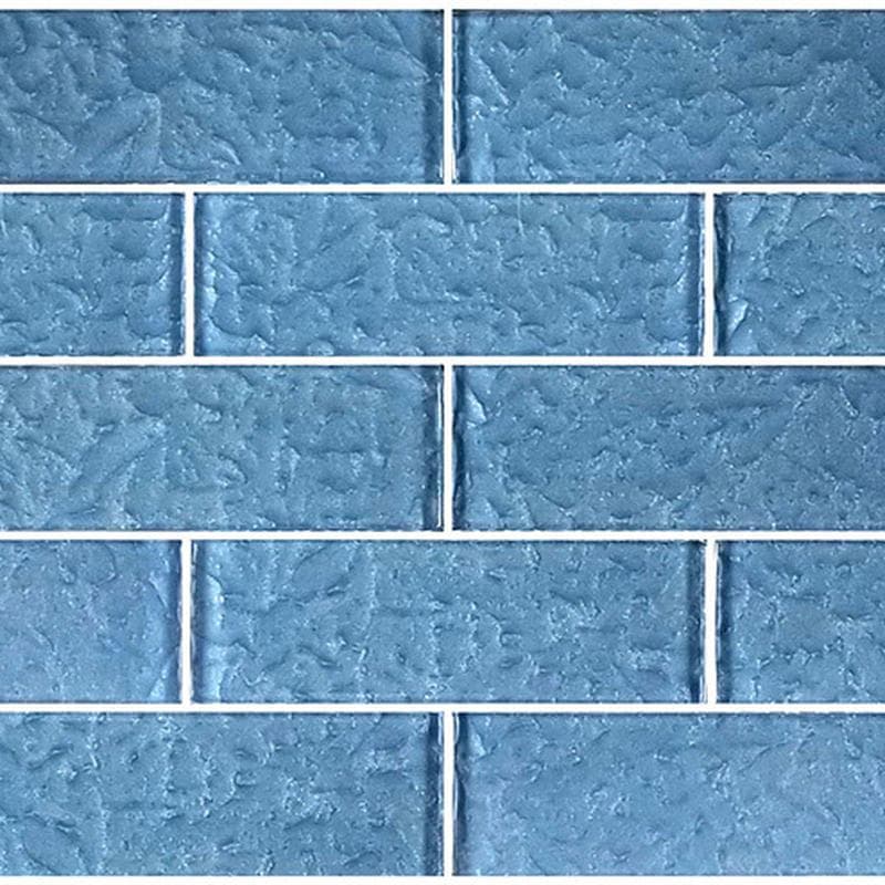 Moonscape Steel Blue 2x6 Glass Mosaic 12"x12" Pool Tile - Image 1