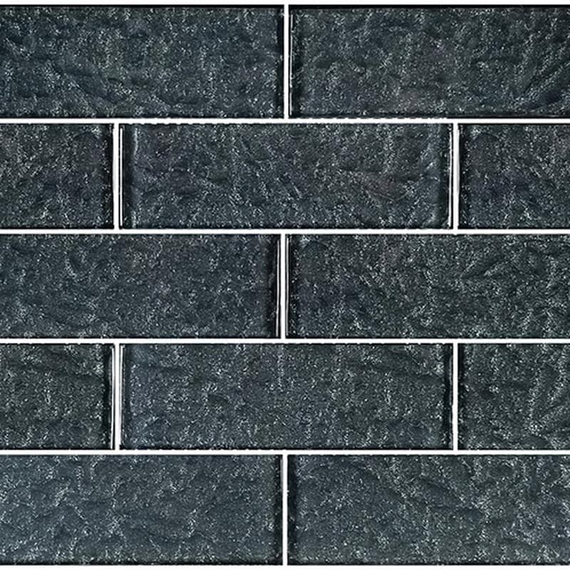 Moonscape Black 2x6 Glass Mosaic 12"x12" Pool Tile - Image 1