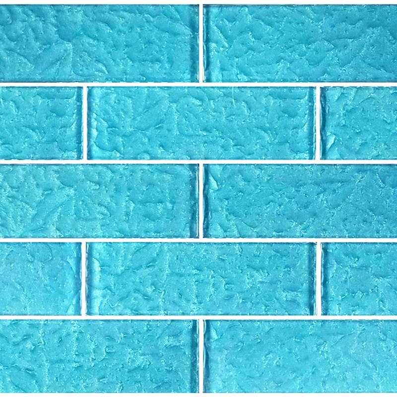 Moonscape Turquoise 2x6 Glass Mosaic 12"x12" Pool Tile - Image 1